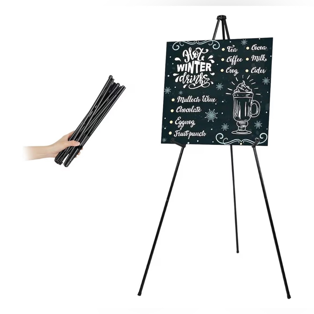 Black Holiday Decor Easel with Winter Drinks Sign